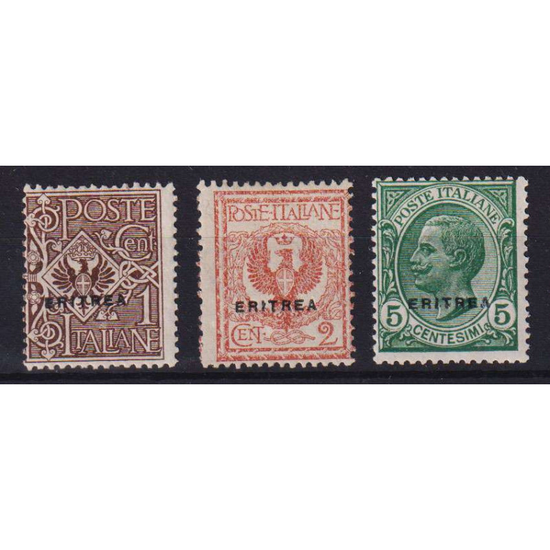 COLONIE ERITREA 1924 FRANCOBOLLI D'ITALIA SOPR. 3 V. G.I MNH**  | F...
