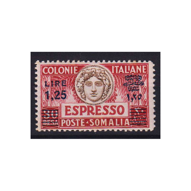 COLONIE SOMALIA 1927 ESPRESSO 1,25 SU 30 B. N.7 G.I MNH** CON OSSID...