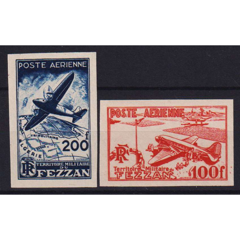 OCCUPAZIONI FEZZAN E GHADAMES 1948 POSTA AEREA NON DENT. 2 V. G.I M...