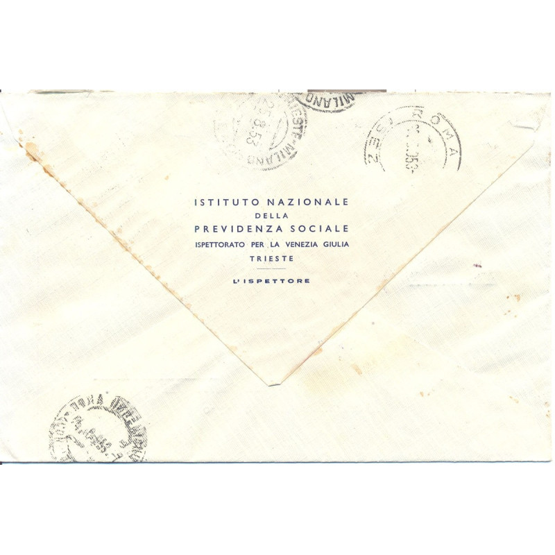 1953 TRIESTE "A" PATTO ATLANTICO 2 V. S.32 SU BUSTA VIAGGIATA  | Fi...