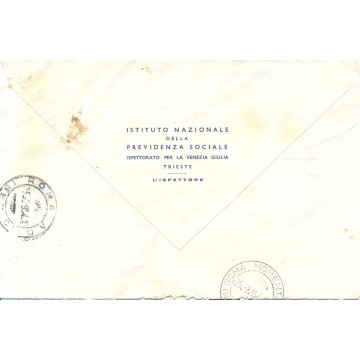 1954 TRIESTE "A" 3X 25 L REDDITO n198 + 5 L LAVORO n92 SU BUSTA VIA...