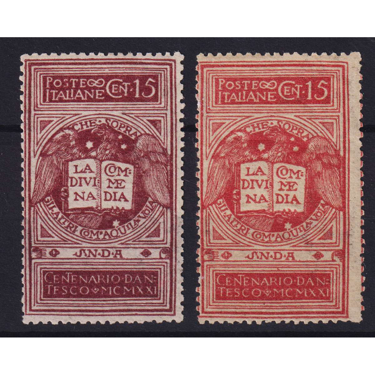 REGNO 1921 DANTE ALIGHIERI 15 C. ROSA BRUNASTRO N.116B G.I MNH** CE... REGNO 1921 DANTE ALIGHIERI 15 C. ROSA BRUNASTRO N.116B G.I MNH** CE...