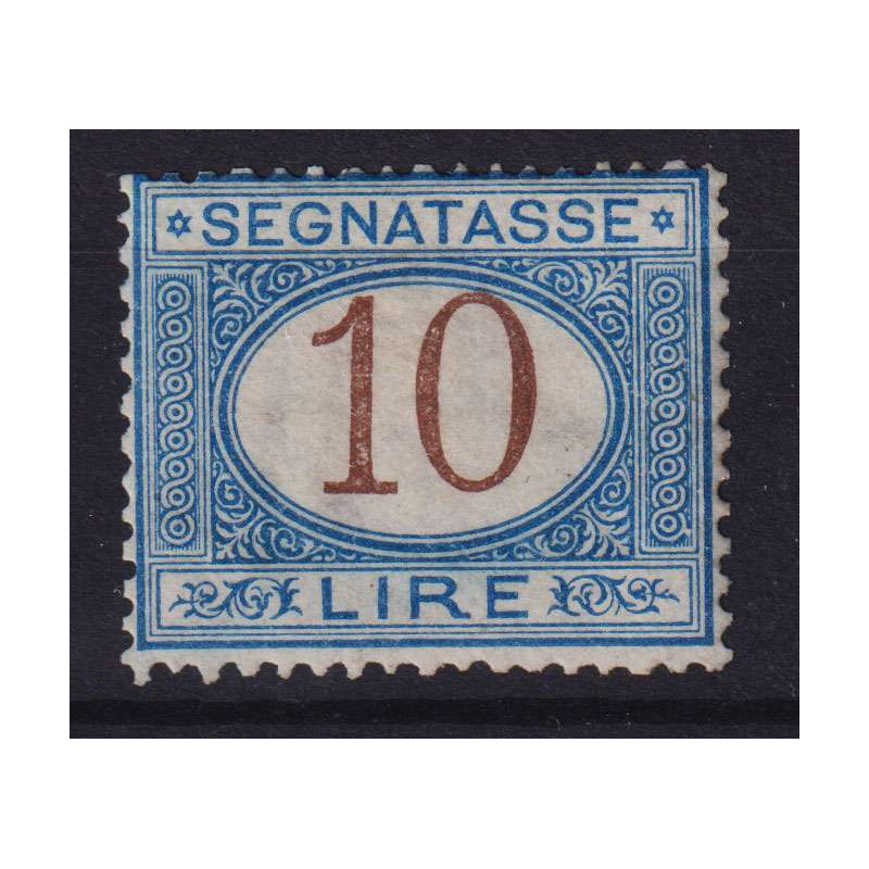 REGNO D' ITALIA 1870-74 SEGNATASSE 10 LIRE T.LIRE MLH* CERT.  | Fil...