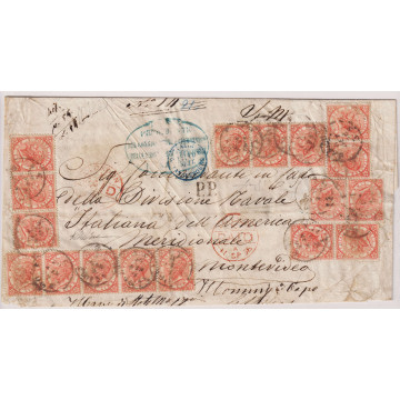 REGNO 1863 LONDRA 2 LIRE 19 ESEMPLARI SU BUSTA GRANDE RARITA' CERT....