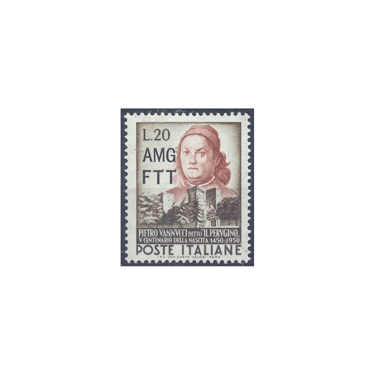 1951 TRIESTE "A" NASCITA PIETRO VANNUCCI IL PERUGINO 20 LIRE N.126 ... 1951 TRIESTE "A" NASCITA PIETRO VANNUCCI IL PERUGINO 20 LIRE N.126 ...