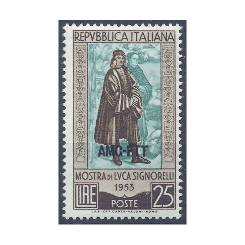 1953 TRIESTE "A" MOSTRA LUCA SIGNORELLI 25 LIRE N.186 G.I. MNH**  |...