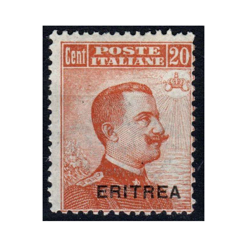 COLONIE 1921 ERITREA FRANCOBOLLI D' ITALIA SOPRASTAMPATI 20 C. N. 4...