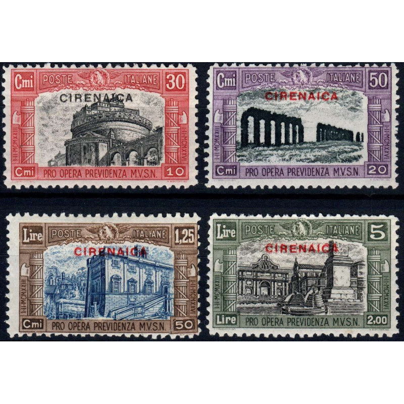 COLONIE 1929 CIRENAICA MILIZIA II 4 VALORI S. 13 G.O MH*  | Filatel...