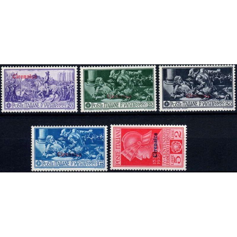 COLONIE 1930 CIRENAICA FERRUCCI 5 VALORI S. 16 G.O MH*  | Filatelia...