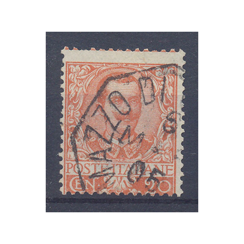 1901 REGNO D' ITALIA FLOREALE 20 c. ARANCIO N.72 DISC. CENTR. US.  ...