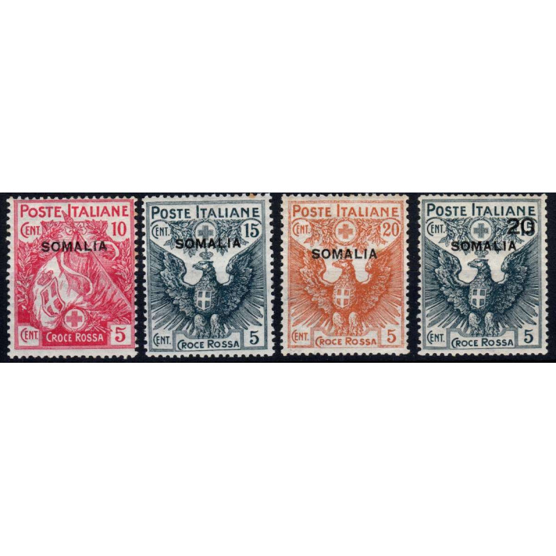 COLONIE 1916 SOMALIA CROCE ROSSA 4 VALORI S. 5 G.O MH*  | Filatelia...