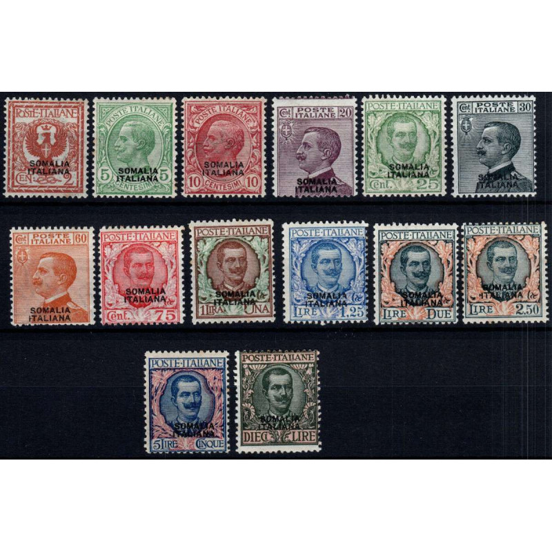 COLONIE 1926-30 SOMALIA FRANCOBOLLI D' ITALIA SOPR. 14 V. S. 20 G.O...