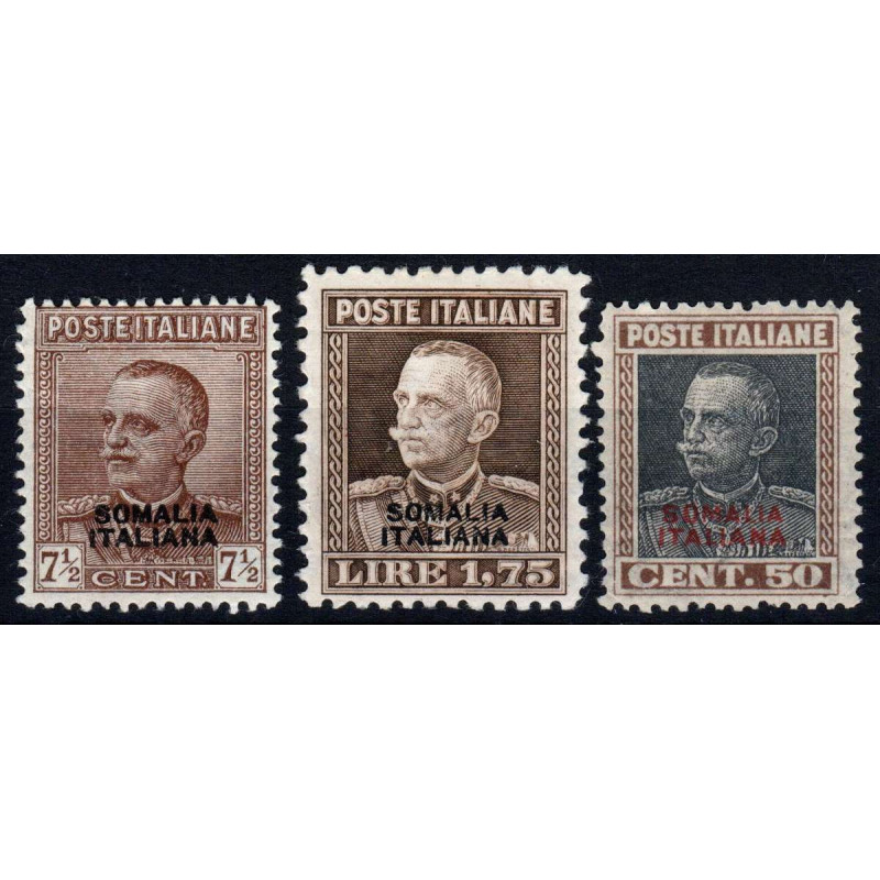 COLONIE 1928 SOMALIA FRANCOBOLLI D' ITALIA SOPRASTAMPATI 3 VALORI S...