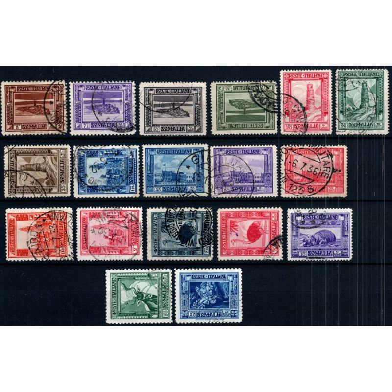 COLONIE 1932 1935-38 SOMALIA PITTORICA 18 VALORI DENT. MISTE USATI ...