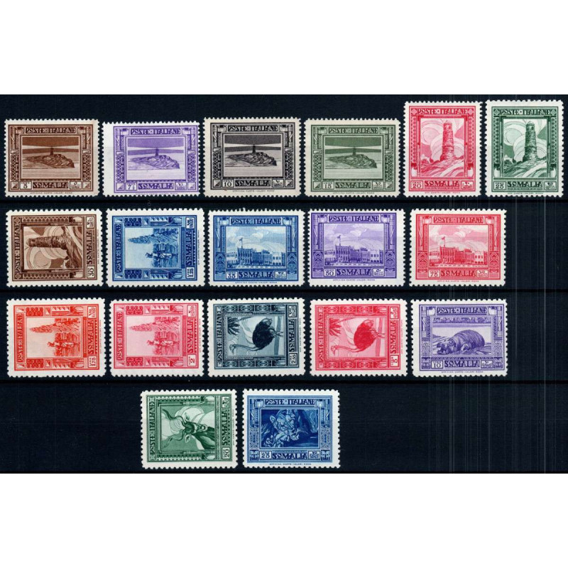 COLONIE 1932 1935-38 SOMALIA PITTORICA 18 VALORI DENT. MISTE G.O MH...