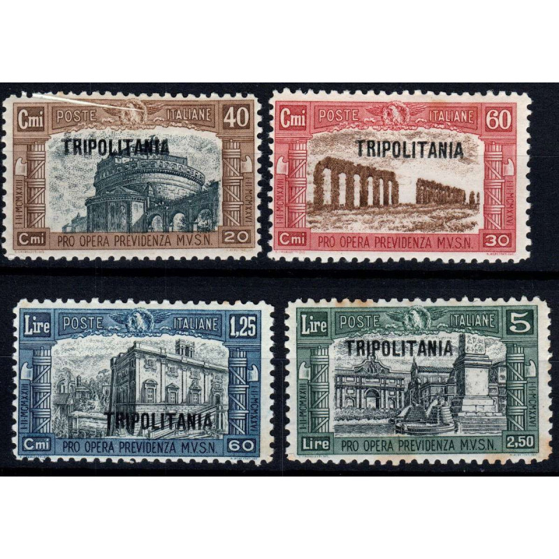 1927 TRIPOLITANIA MILIZIA I 4 V. 60 c. PIEGA A FISARMONICA G.O MH* ...