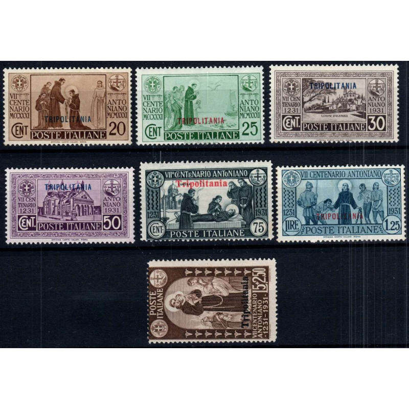 COLONIE 1931 TRIPOLITANIA S. ANTONIO 7 VALORI S. 21 G.O MH*  | Fila...