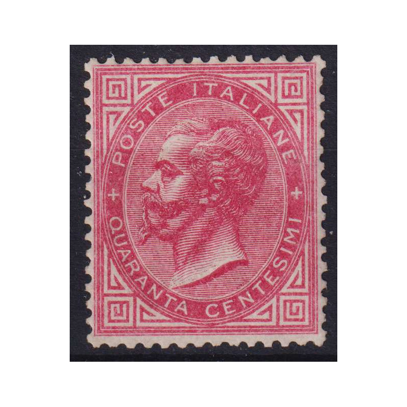 REGNO 1863-65 40 CENTESIMI TIR. TORINO N.T20 G.I MNH** CERT. CENTRA...