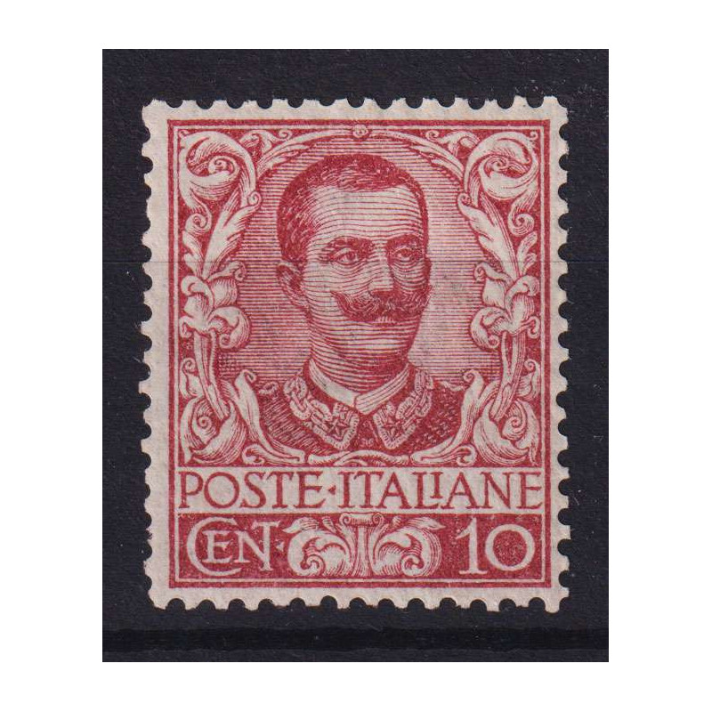 REGNO 1901 FLOREALE 10 CENTESIMI N.71 G.I MNH** CERT. CENTRATO  | F...