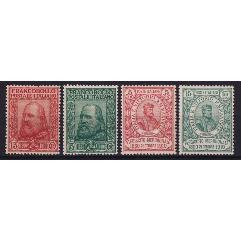 REGNO 1910 GARIBALDI 4 VALORI G.I MNH** CERT. CENTRATI  | Filatelia...