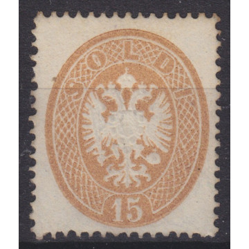 1863 LOMBARDO VENETO 15 s. BRUNO n.40 CERT. BOLAFFI G.O. MH*  | Fil...