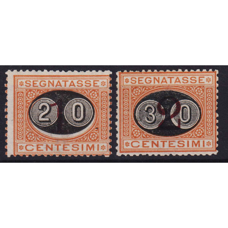 REGNO 1890-91 SEGNATASSE MASCHERINE 2 V. N.18-19 G.I MNH** CERT.  |...