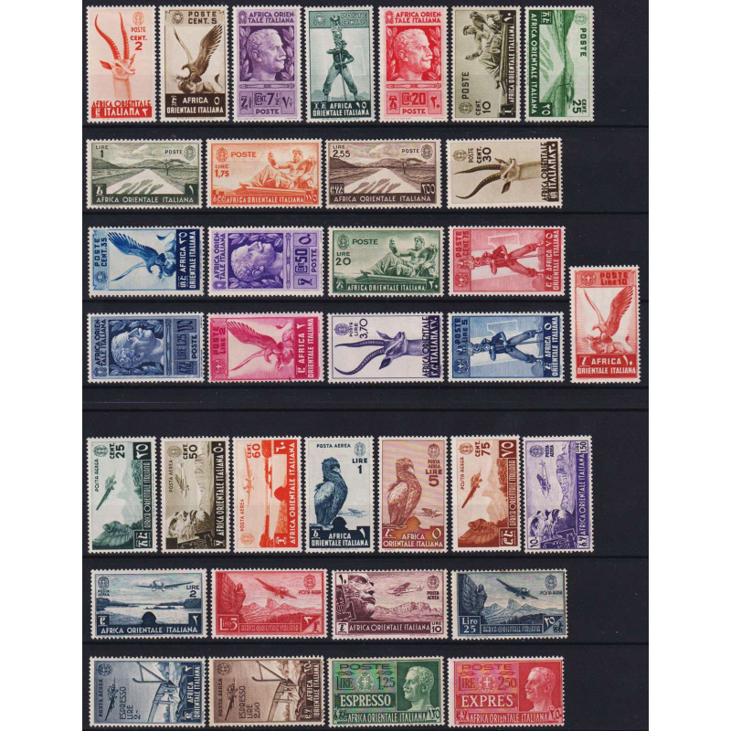 COLONIE AFRICA ORIENTALE ITALIANA 1938 SOGGETTI VARI 35 V. G.O MH* ...