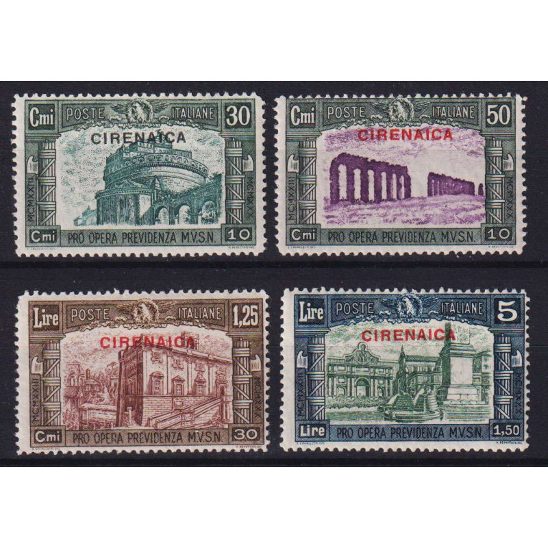 COLONIE CIRENAICA 1930 MILIZIA III 4 VALORI G.O MH*  | Filatelia Me...