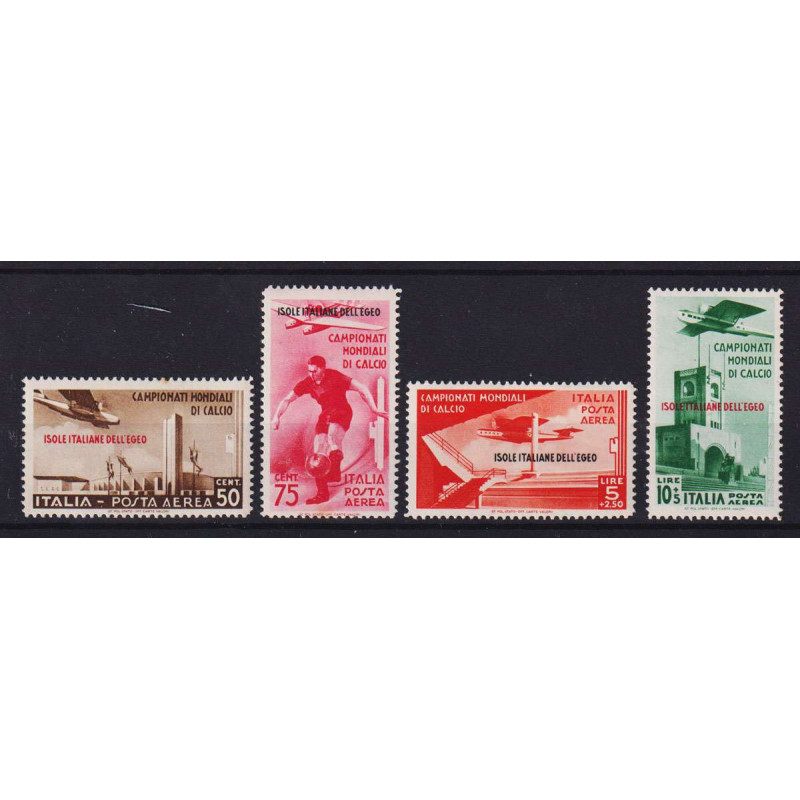 COLONIE EGEO 1934 P/A CAMPIONALI MONDIALI DI CALCIO 4 V. G.I MNH** ...