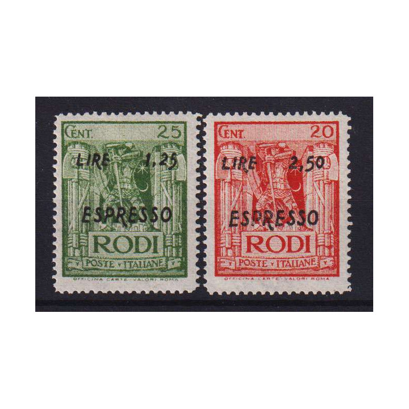 OCCUPAZIONE TEDESCA EGEO 1944 ESPRESSI SOPRASTAMPATI 2 V. G.I MNH**...