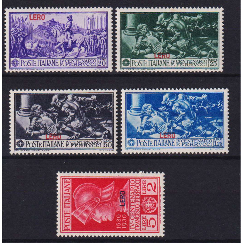 COLONIE EGEO LERO 1930 FERRUCCI 5 V. G.I MNH** 25 CENT. CON OSSIDO ...