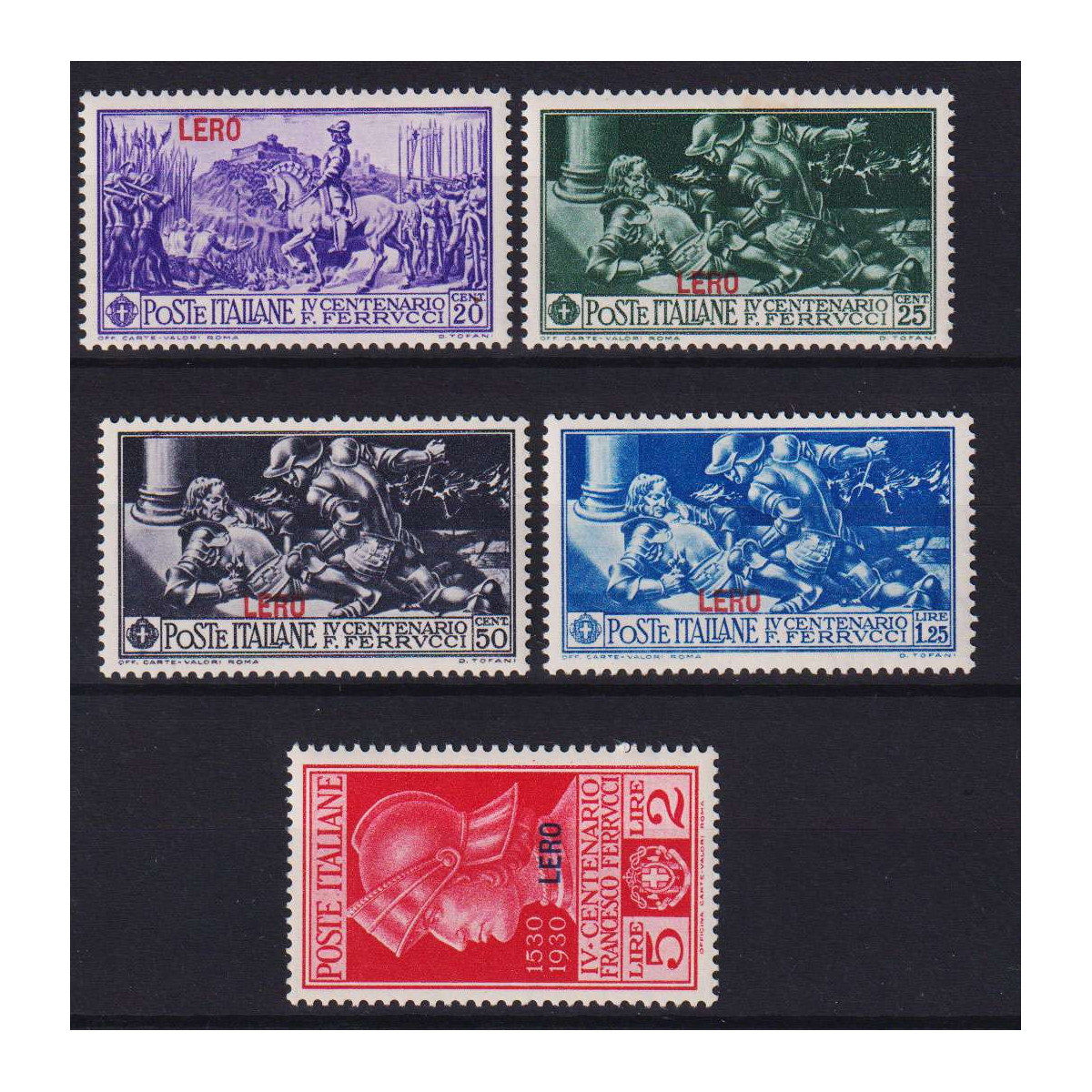 COLONIE EGEO LERO 1930 FERRUCCI 5 V. G.I MNH** 25 CENT. CON OSSIDO ... COLONIE EGEO LERO 1930 FERRUCCI 5 V. G.I MNH** 25 CENT. CON OSSIDO ...