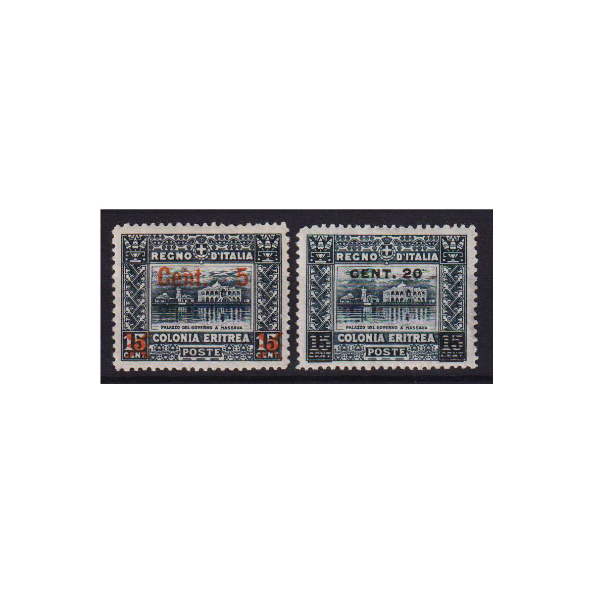 COLONIE ERITREA 1916 SOGGETTI AFRICANI SOPRASTAMPATI 2 V. G.O MH* ... COLONIE ERITREA 1916 SOGGETTI AFRICANI SOPRASTAMPATI 2 V. G.O MH* ...