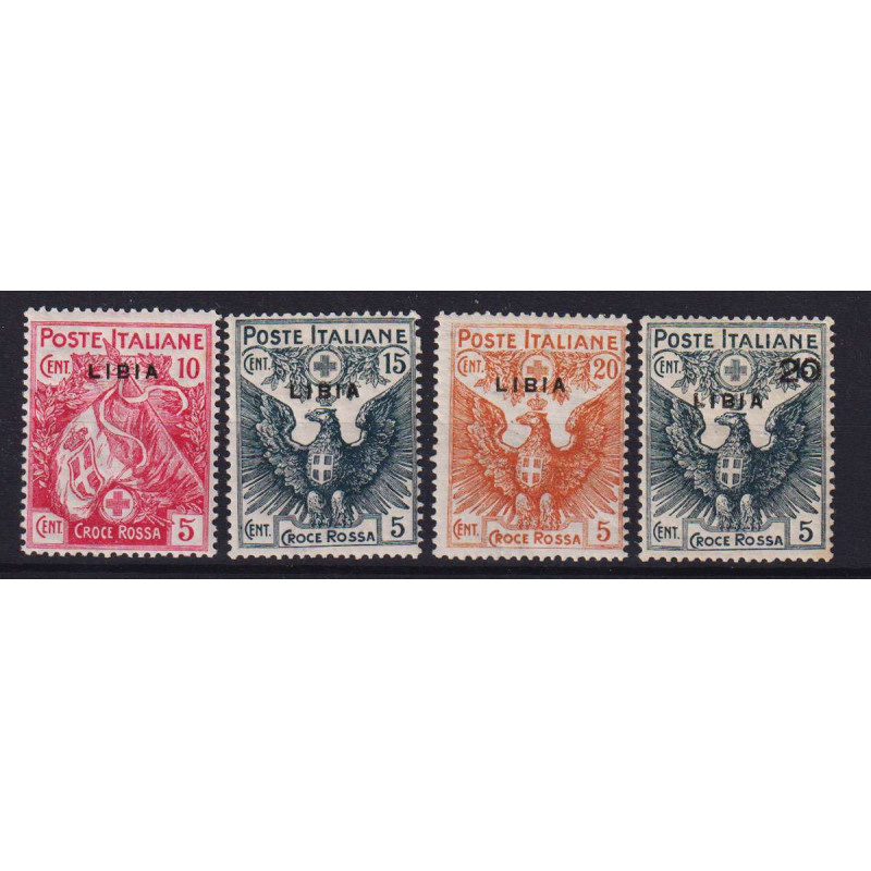 COLONIE LIBIA 1915-16 PRO CROCE ROSSA 4 V. G.O MH*  | Filatelia Meloni