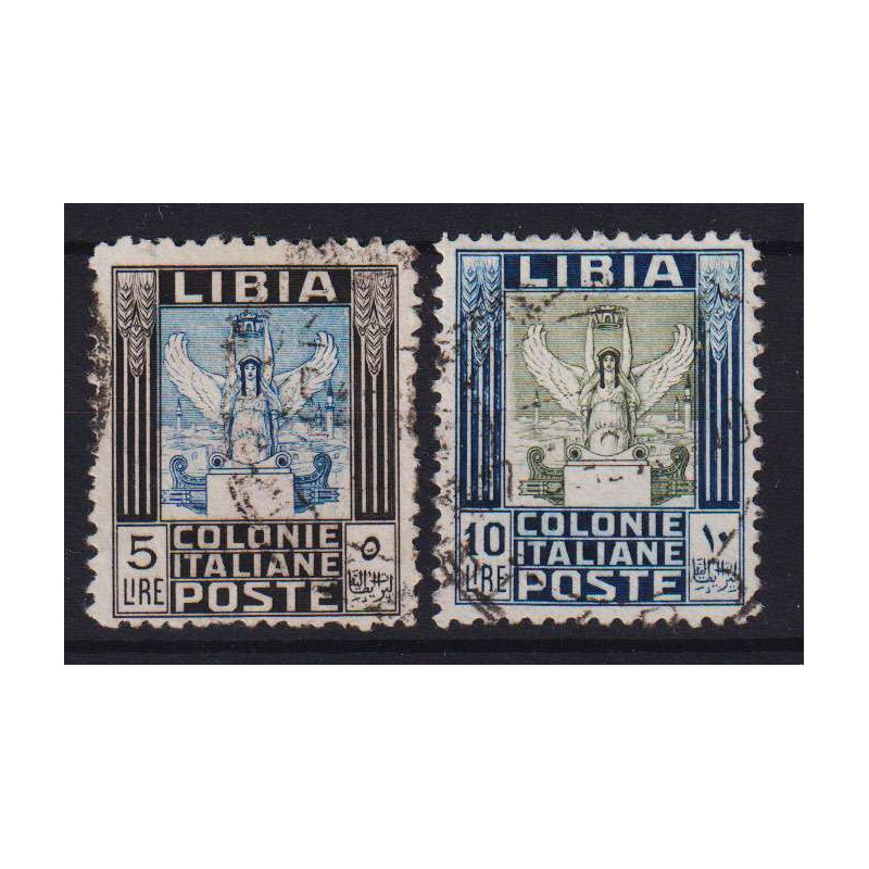 COLONIE LIBIA 1937 PITTORICA SENZA FIL. 5 CENT. E 10 LIRE N.144-145...