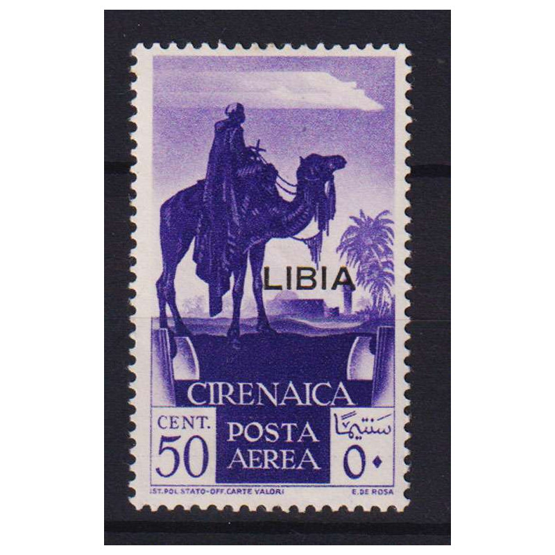 COLONIE LIBIA 1936 POSTA AEREA 50 CENTESIMI N.27 G.O MH*  | Filatel...