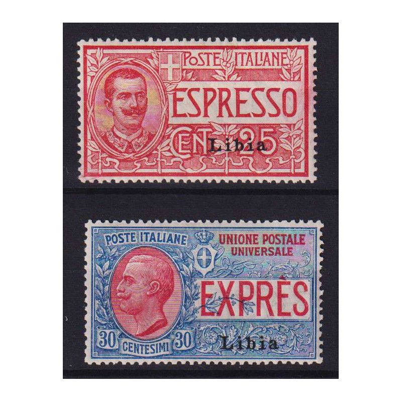 COLONIE LIBIA 1915 ESPRESSI 2 VALORI G.I MNH** / G.O MH*  | Filatel...