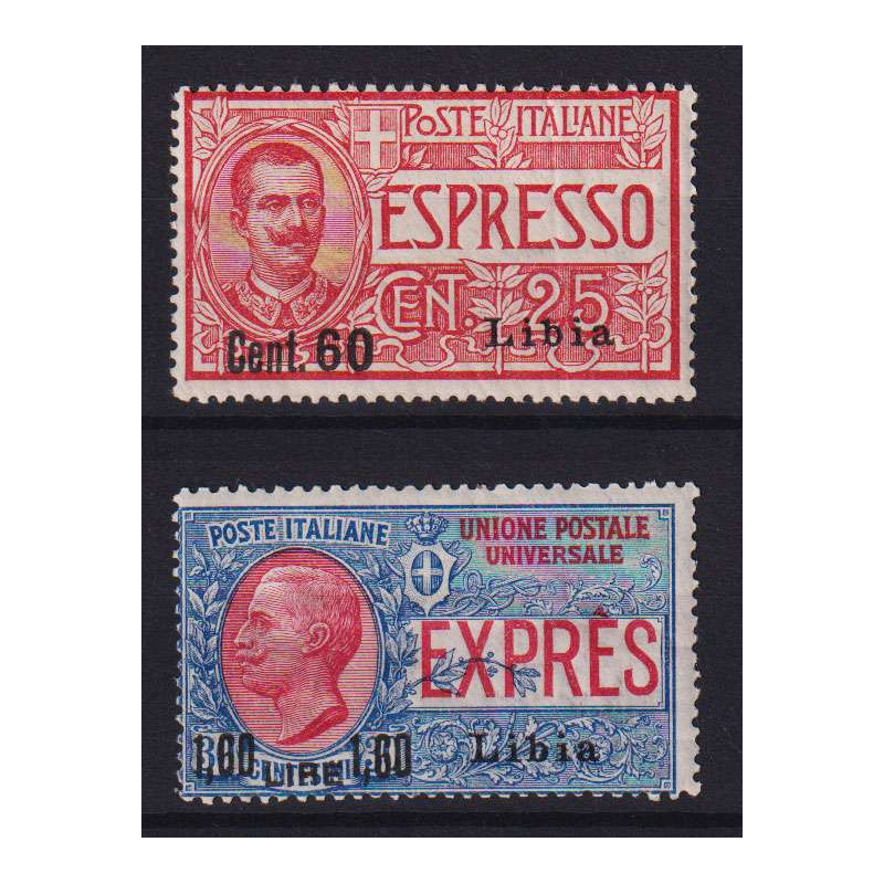 COLONIE LIBIA 1922 ESPRESSI SOPRASTAMPATI 2 VALORI N.5-6 G.O MH*  |...