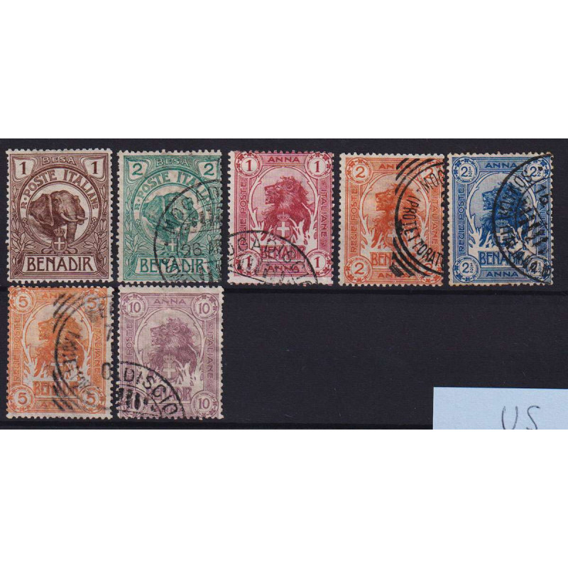 COLONIE SOMALIA 1903 ELEFANTI E LEONI 7 V. G.I MNH** / USATO  | Fil...