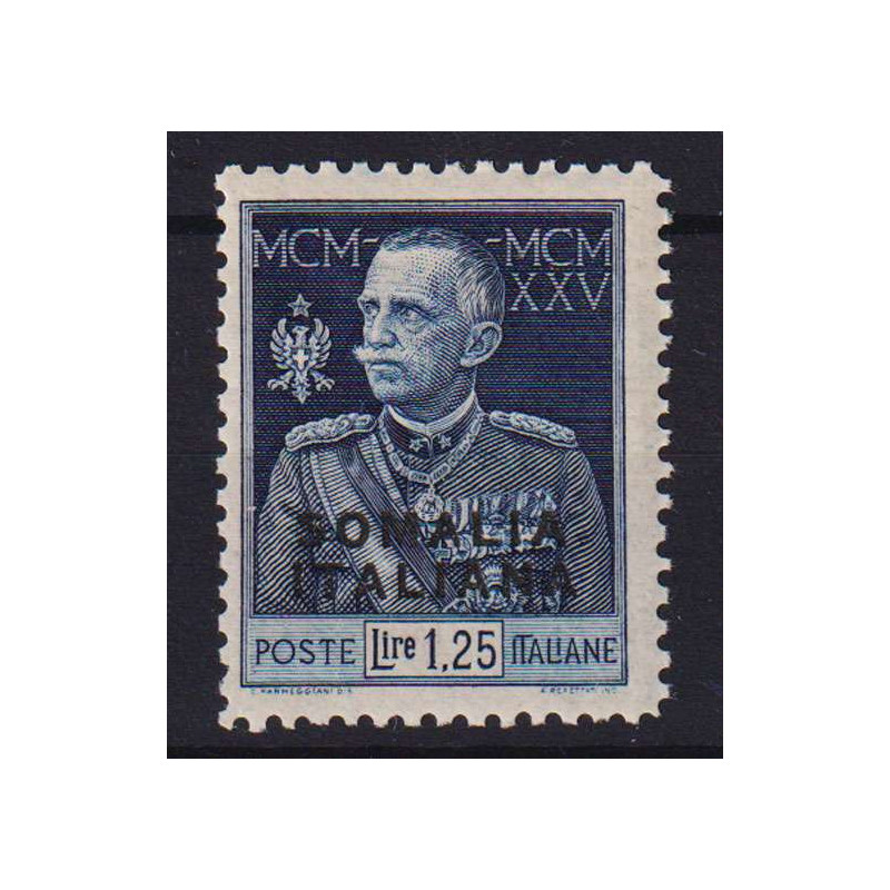 COLONIE SOMALIA 1925-26 GIUBILEO DEL RE 1,25 LIRE DENT. 11 N.69 G.I...