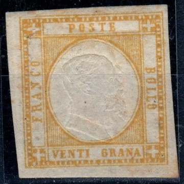 1861 PROVINCE NAPOLETANE 10 gr. GIALLO n.23 DOPPIA EFFIGIE CERT. US...