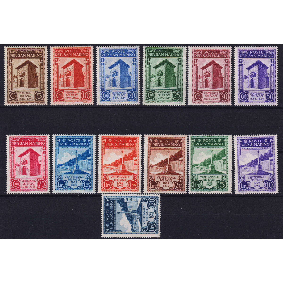 SAN MARINO 1943 VENTENNALE DEI FASCI 13 V. G.I MNH** | Filatelia M... SAN MARINO 1943 VENTENNALE DEI FASCI 13 V. G.I MNH** | Filatelia M...