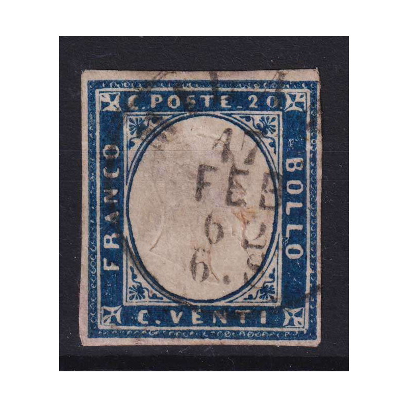 SARDEGNA 1862 20 CENTESIMI INDACO CHIARO N.15Eb USATO  | Filatelia ...
