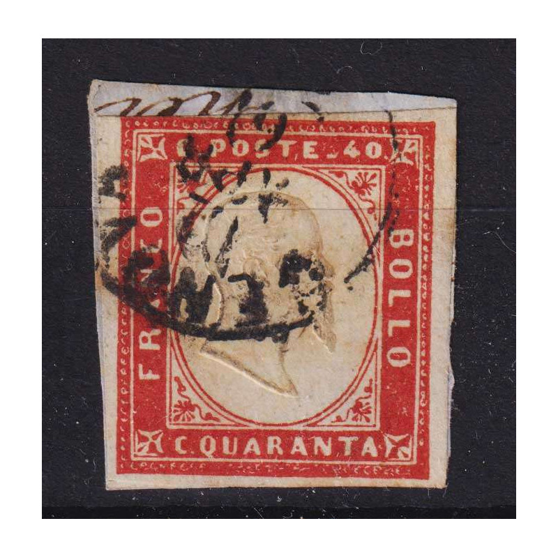 SARDEGNA 1861 40 CENTESIMI ROSSO VERMIGLIO N.16Da USATO  | Filateli...