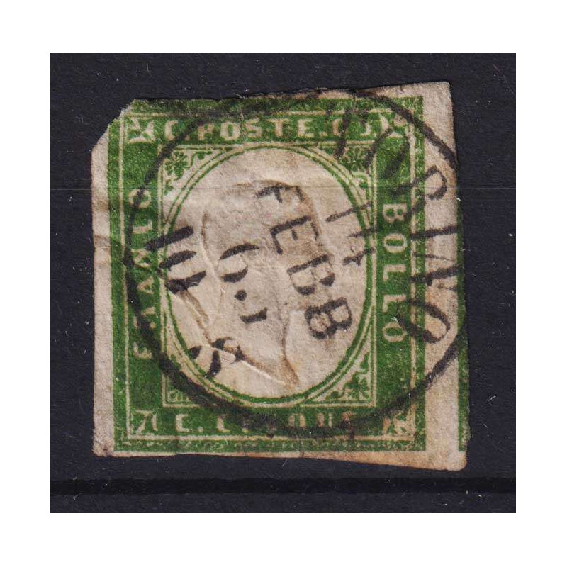 SARDEGNA 1863 5 CENTESIMI VERDE N.13Ea USATO DIFETTOSO  | Filatelia...