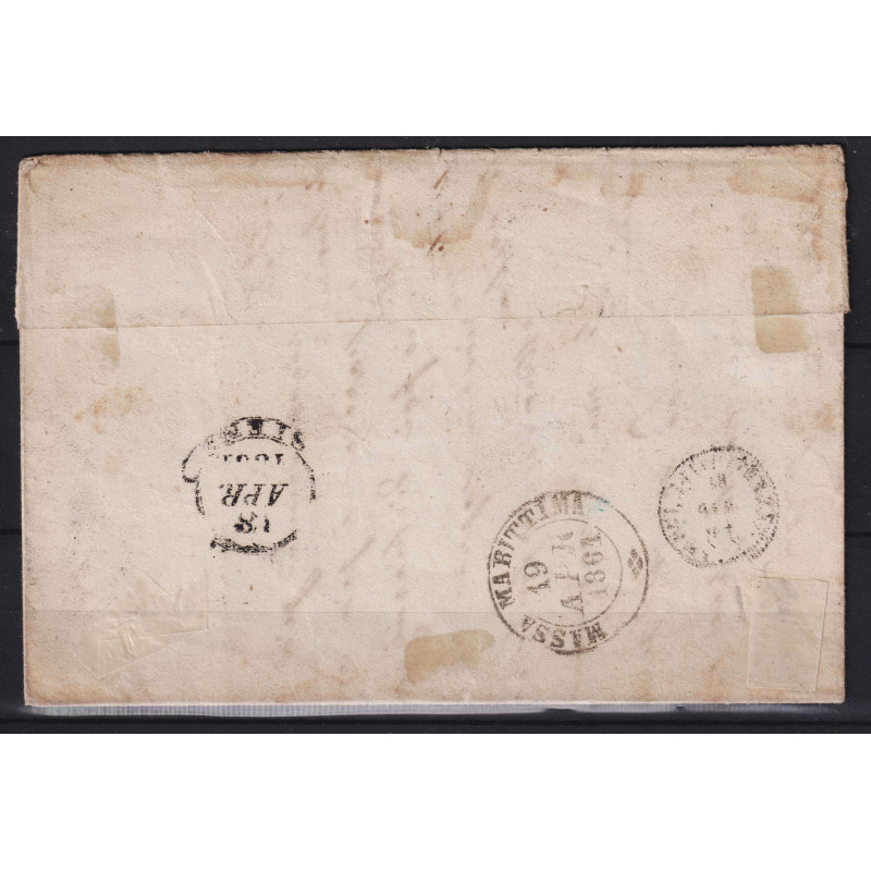 SARDEGNA 1861 10 CENTESIMI BRUNO CIOCCOLATO CHIARO N.14Cea SU BUSTA...
