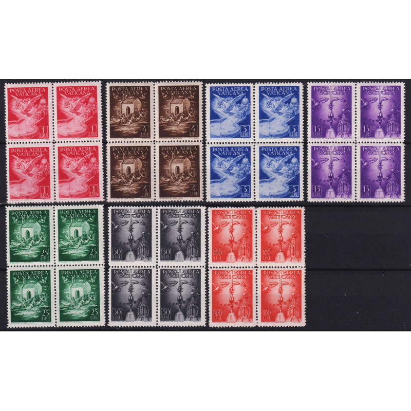 VATICANO 1947 P/A PIO XII QUARTINE SOGGETTI VARI 7 V. G.I MNH**  | ...