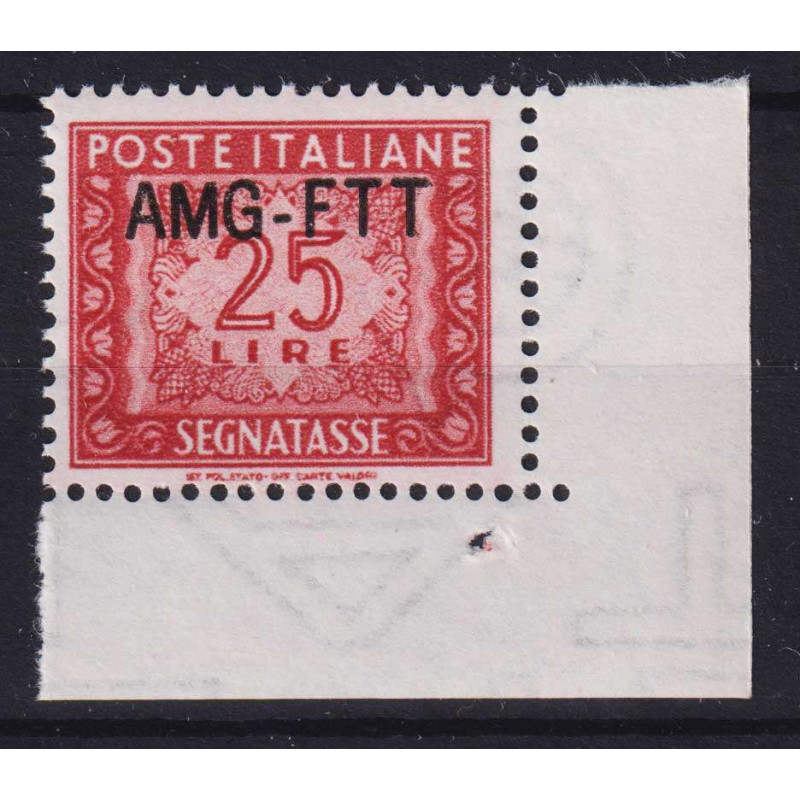 TRIESTE ZONA A 1954 SEGNATASSE 25 CENTESIMI N.25A G.I MNH** CERT.  ...
