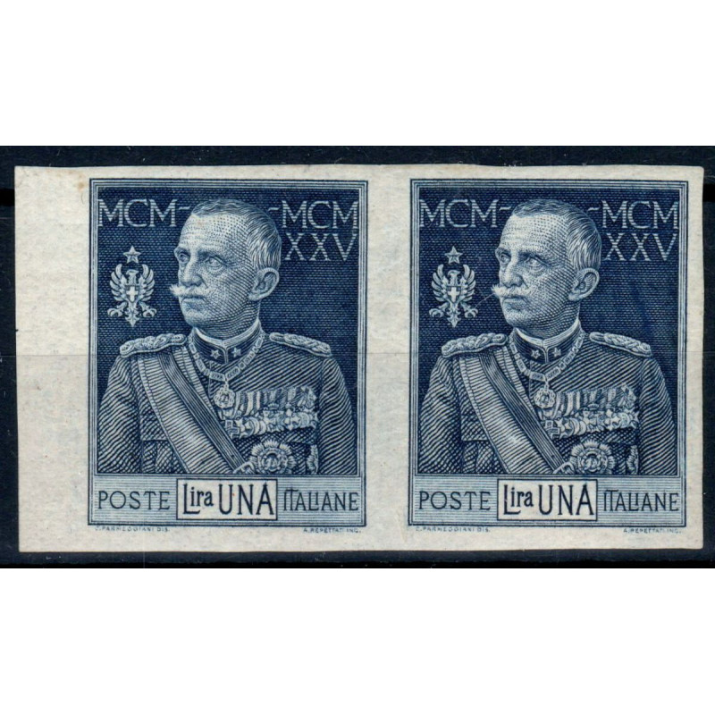REGNO D'ITALIA 1925-26 GIUBILEO DEL RE COPPIA 1,25 LIRE NON DENTELL...