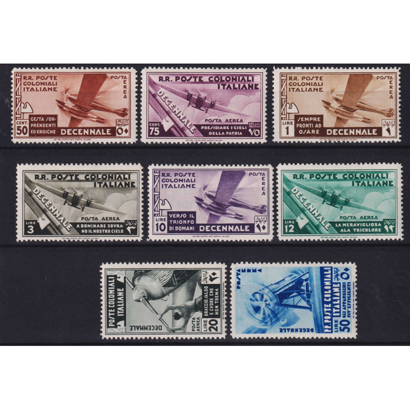 EMISSIONI GENERALI 1933 P/A DECENNALE MARCIA SU ROMA 8 V. G.O MH*  ...